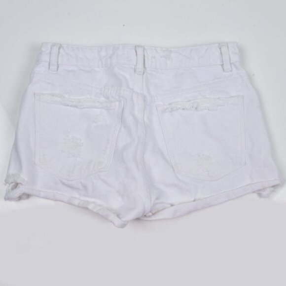 Zara High  Rise White Jean Short Distressed Button Fly Size 4 - Picture 4 of 4
